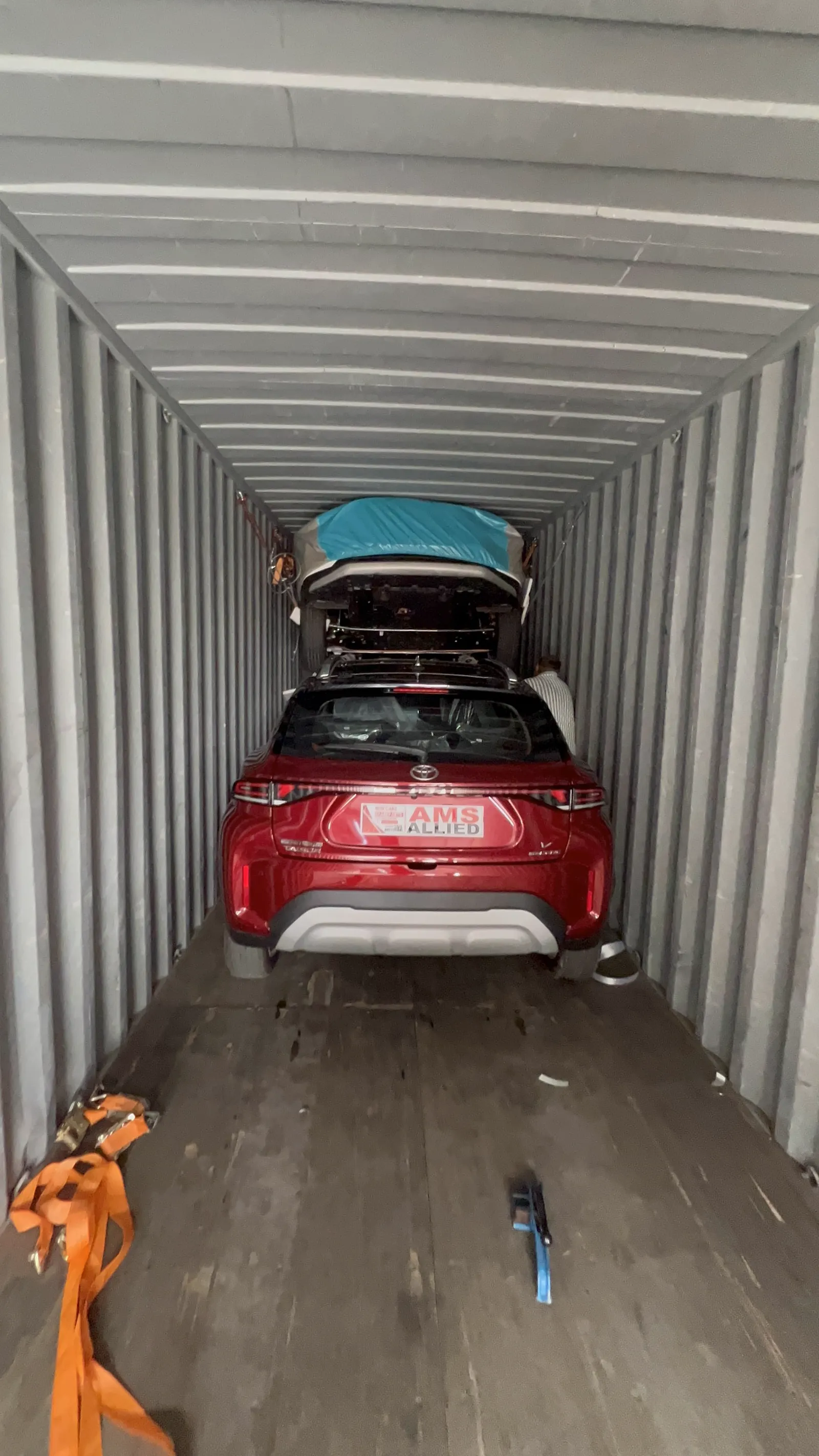 Protective cover fitted inside the container
