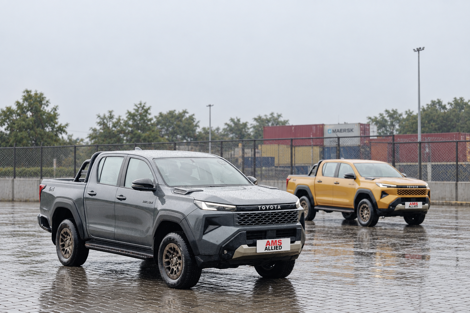 Toyota Hilux — Hilux exterior — grey and yellow vehicles